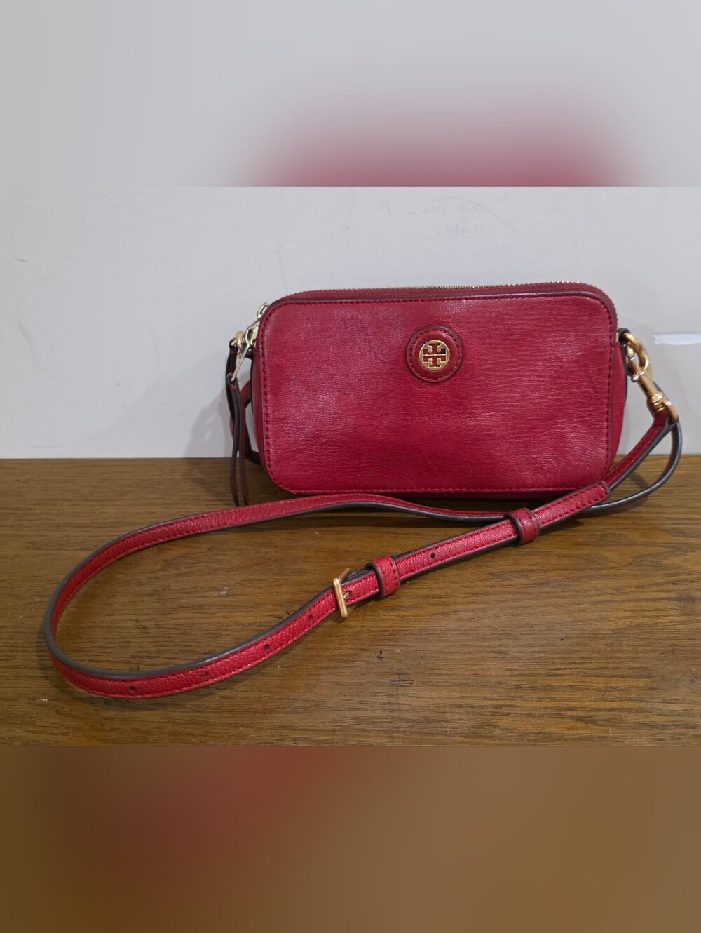 Tory burch red Soft Leather small Crossbody Bag
